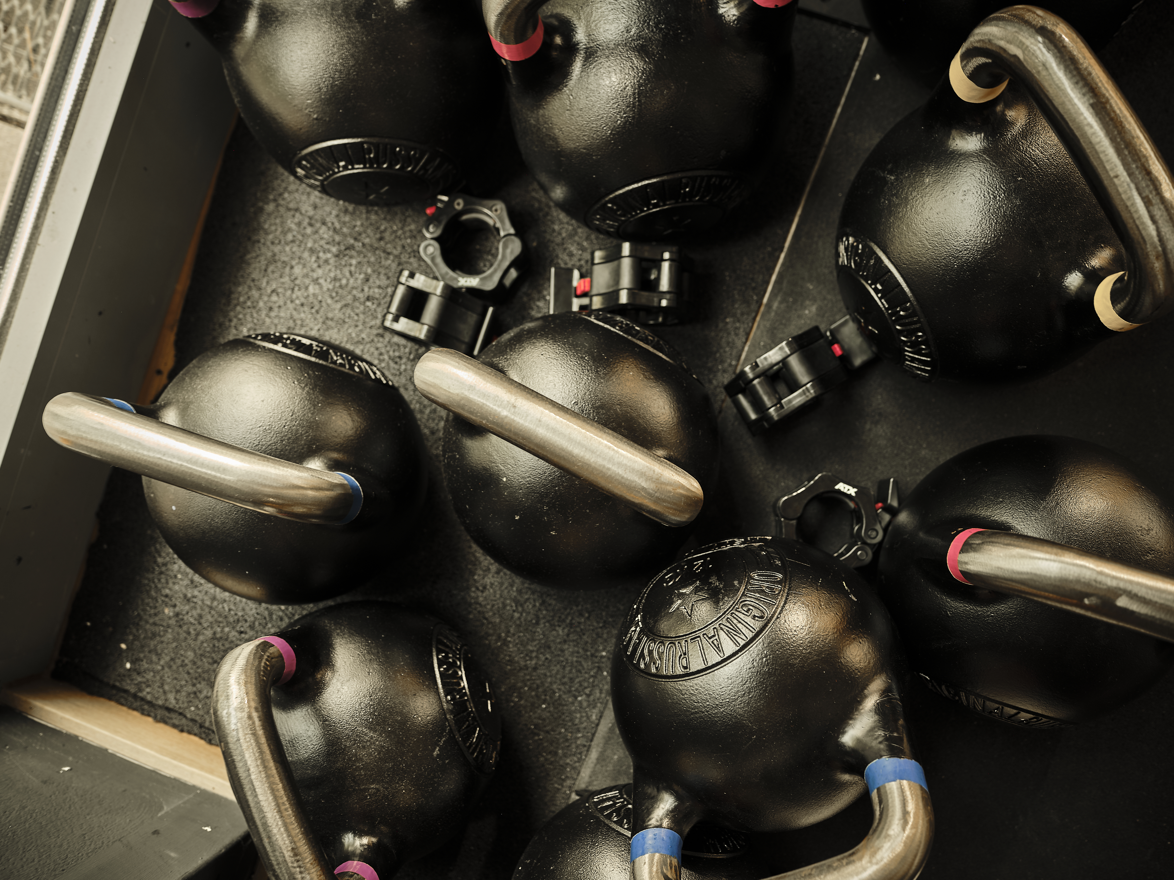 Kettlebells (russische Kugelhanteln) von oben